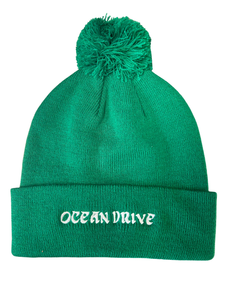 Kelly Green Winter Hat with PomPom